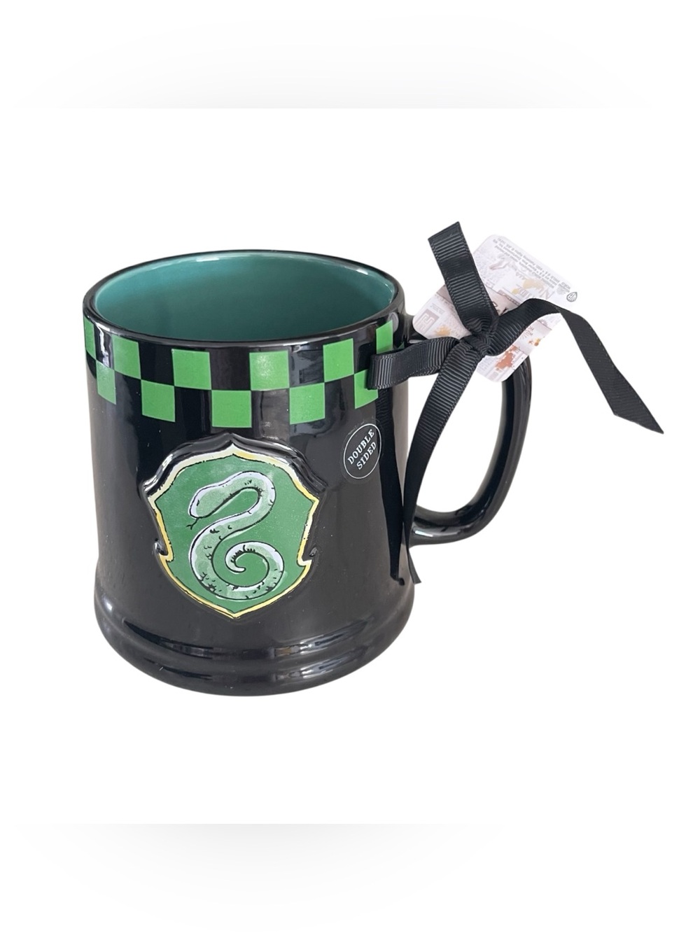 🆕 Rae Dunn Harry Potter Slytherin Black Mug with Green Interior and Crest